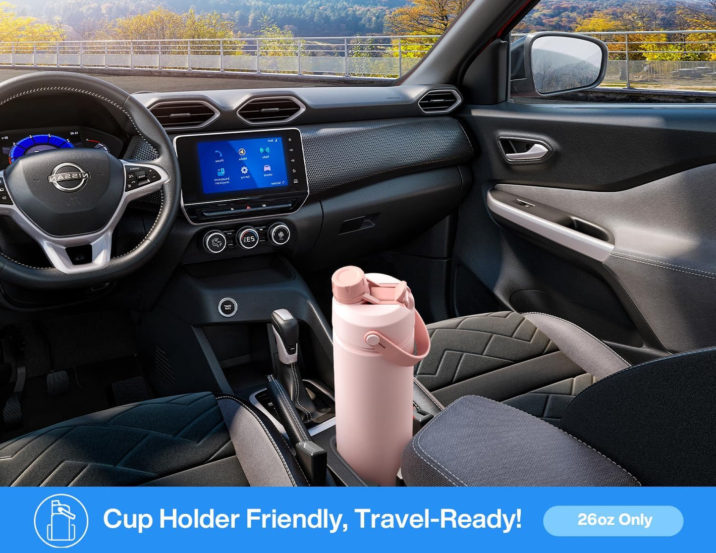 26 oz Insulated Water Bottle with 2-in-1 Straw and Spout Lid, Keep Cold 24H, Leak-Proof, Fits in Car Cup Holder, Stainless Steel Water Bottle for Sports, Gym, Travel, and School (Mousse) - Colors A