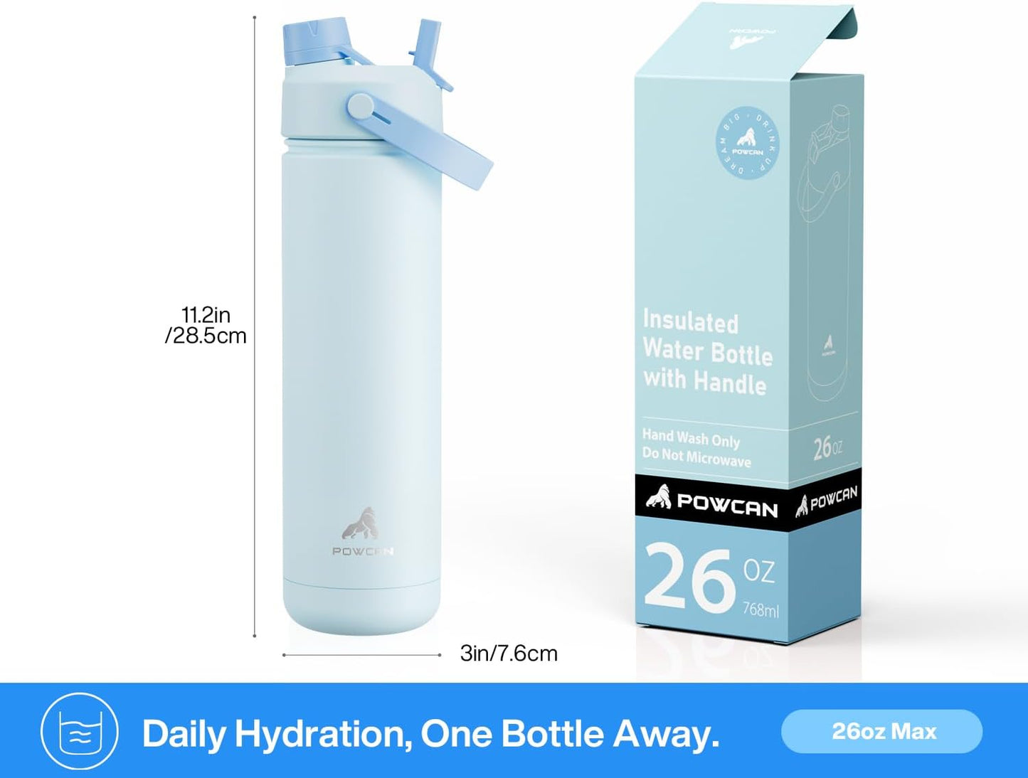26 oz Insulated Water Bottle with 2-in-1 Straw and Spout Lid, Keep Cold 24H, Leak-Proof, Fits in Car Cup Holder, Stainless Steel Water Bottle for Sports, Gym, Travel, and School (Mousse) - Colors A