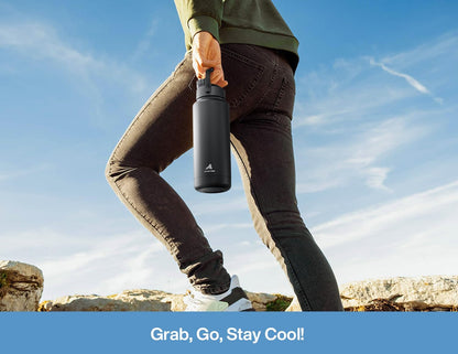26 oz Insulated Water Bottle with 2-in-1 Straw and Spout Lid, Keep Cold 24H, Leak-Proof, Fits in Car Cup Holder, Stainless Steel Water Bottle for Sports, Gym, Travel, and School (Mousse) - Colors A