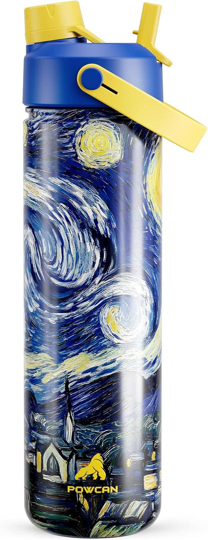 26 oz Insulated Water Bottle with 2-in-1 Straw and Spout Lid, Keep Cold 24H, Leak-Proof, Fits in Car Cup Holder, Stainless Steel Water Bottle for Sports, Gym, Travel, and School (Mousse) - Colors A