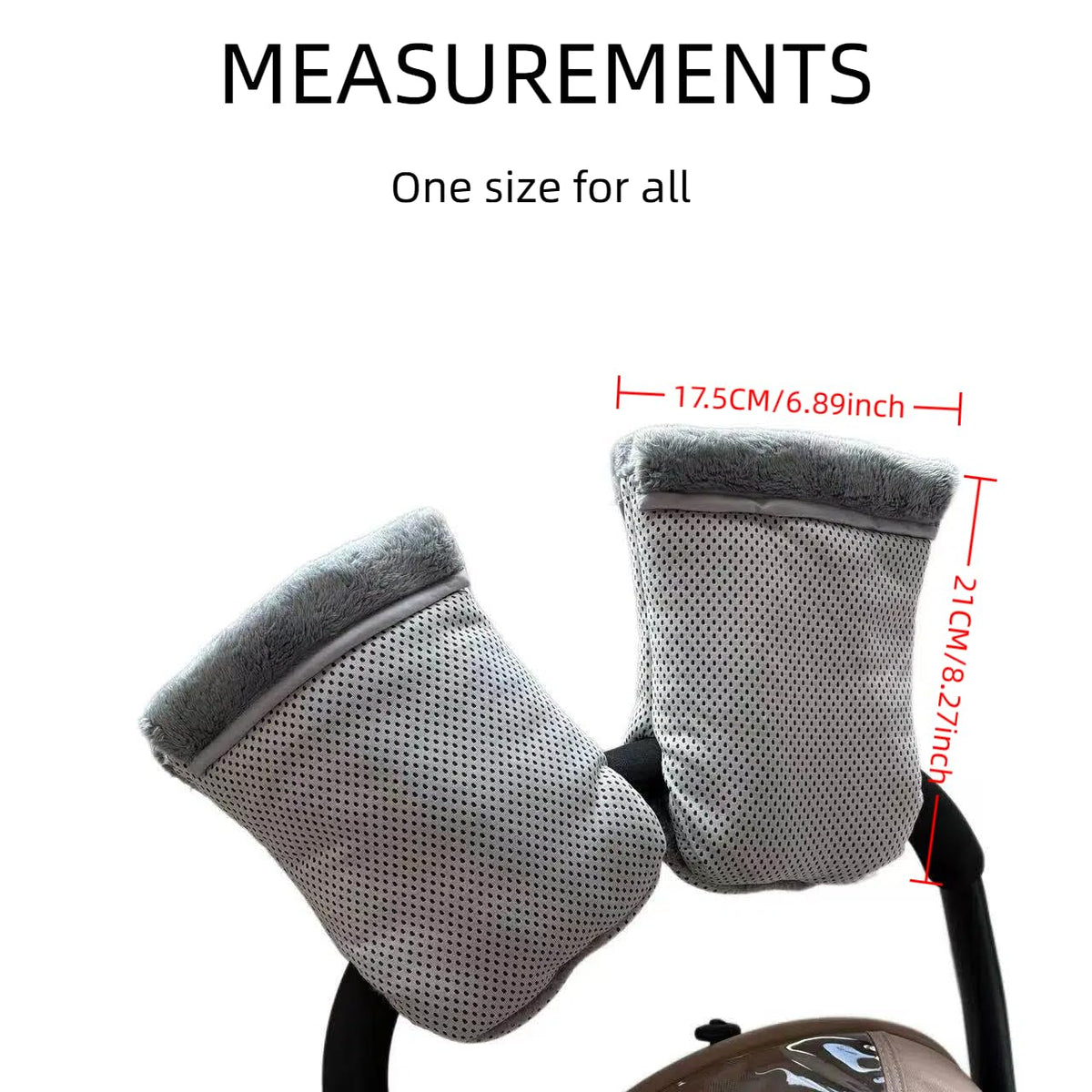 Winter Stroller Hand Muff - Water-Repellent Anti-Freeze Gloves with Plush Lining for Stroller Handlebars