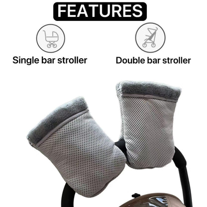 Winter Stroller Hand Muff - Water-Repellent Anti-Freeze Gloves with Plush Lining for Stroller Handlebars