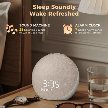Sound Machine Alarm Clock for Bedroom: 25 Natural Sleep Sounds