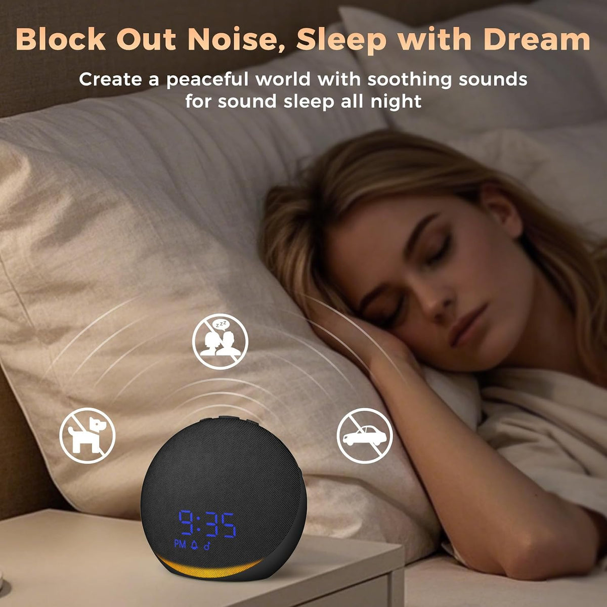 Sound Machine Alarm Clock for Bedroom: 25 Natural Sleep Sounds
