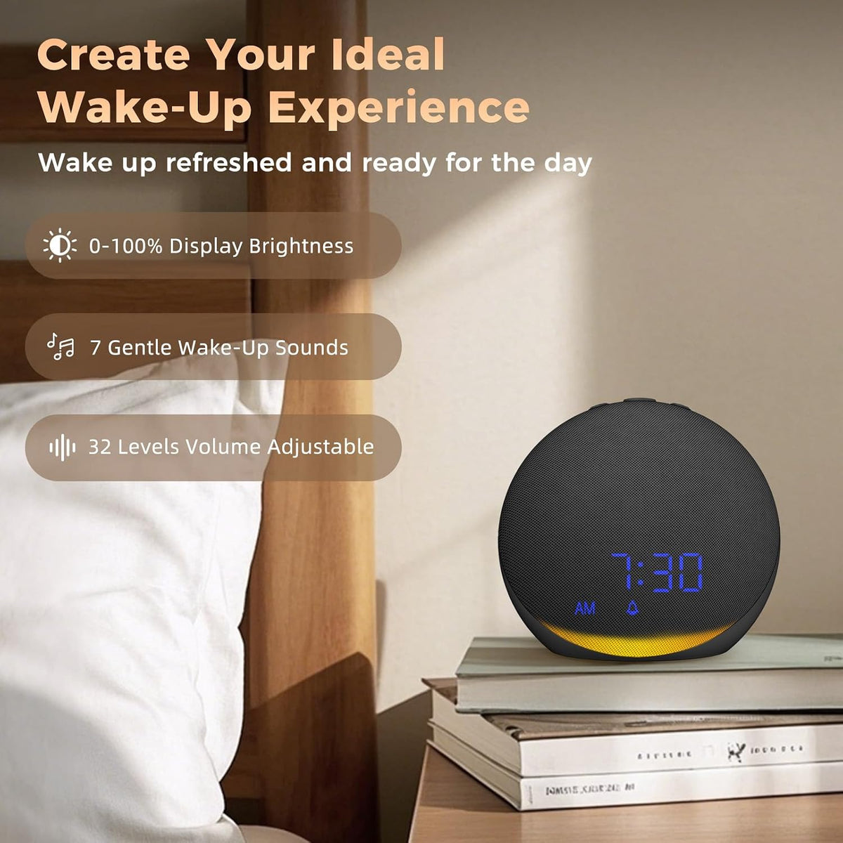 Sound Machine Alarm Clock for Bedroom: 25 Natural Sleep Sounds