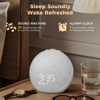 Sound Machine Alarm Clock for Bedroom: 25 Natural Sleep Sounds
