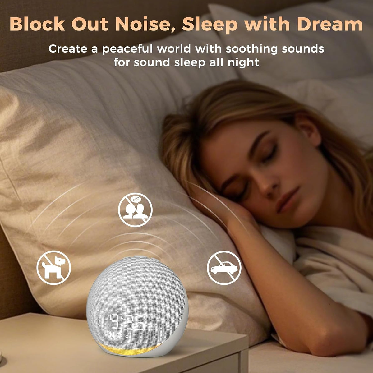 Sound Machine Alarm Clock for Bedroom: 25 Natural Sleep Sounds