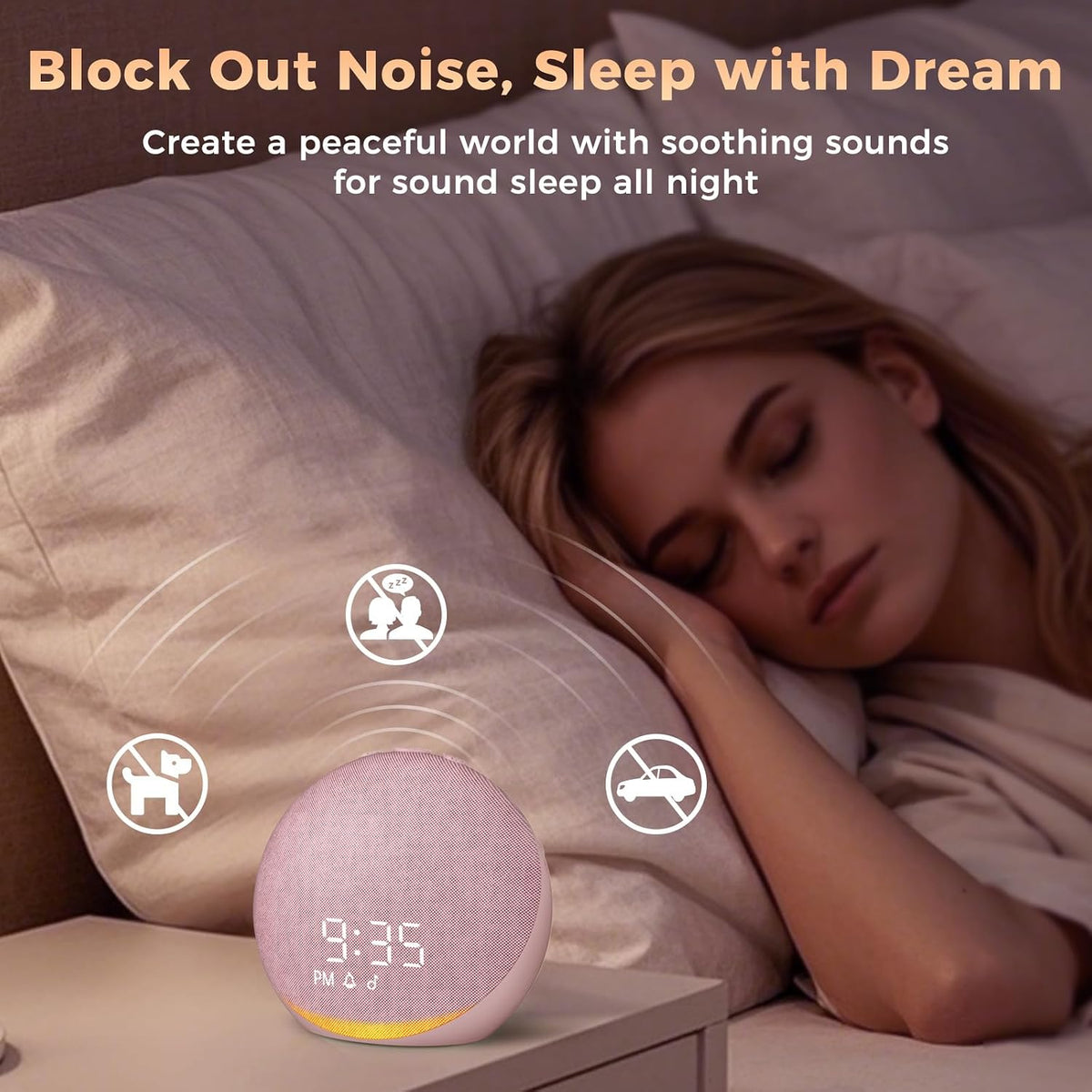 Sound Machine Alarm Clock for Bedroom: 25 Natural Sleep Sounds