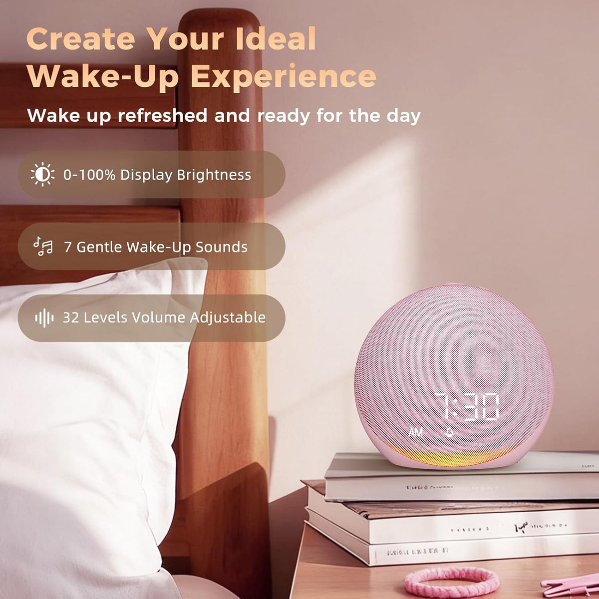 Sound Machine Alarm Clock for Bedroom: 25 Natural Sleep Sounds