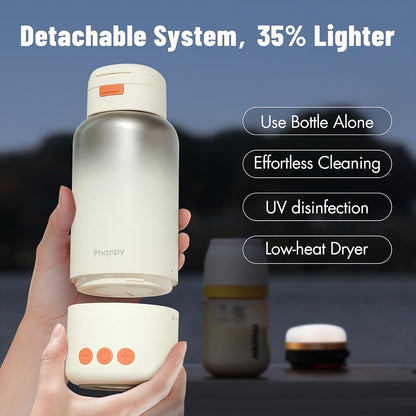 Portable Bottle Warmer - Detachable 10000mAh Battery, 212°F Boil & Sterilization, 3 Min Fast Heating, 100W, 17 OZ Large Capacity, Designed for Travel Bottle Warmer On the Go