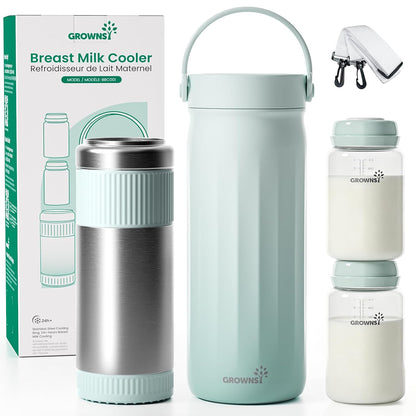 22oz Portable Breast Milk Cooler with 2 Bottles for Work & Travel