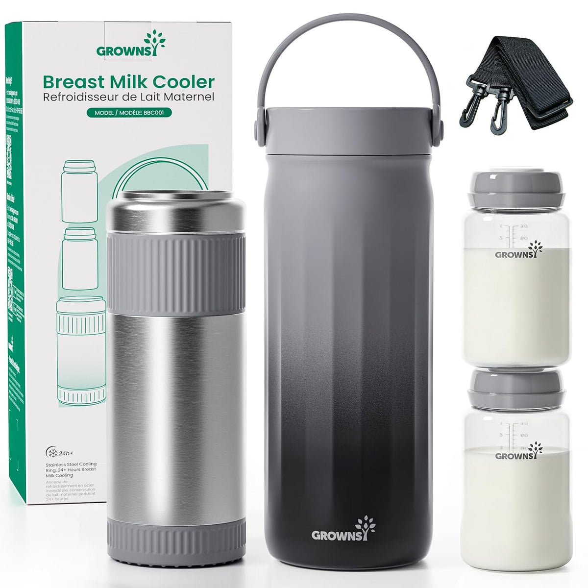 22oz Portable Breast Milk Cooler with 2 Bottles for Work & Travel