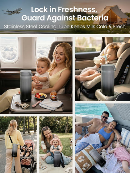 22oz Portable Breast Milk Cooler with 2 Bottles for Work & Travel