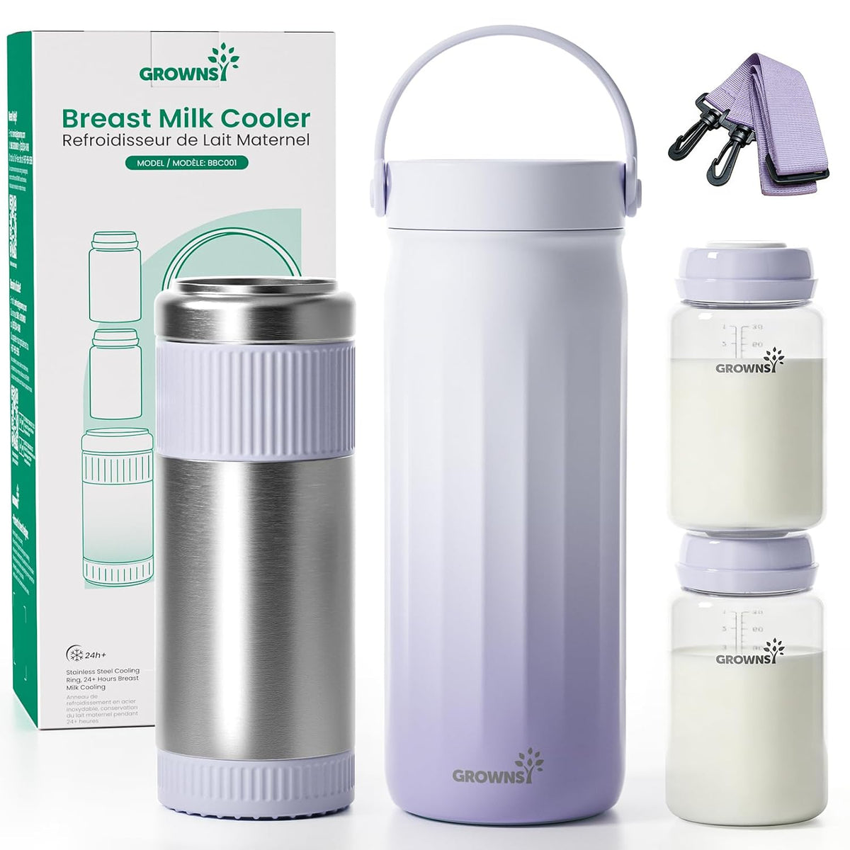 22oz Portable Breast Milk Cooler with 2 Bottles for Work & Travel