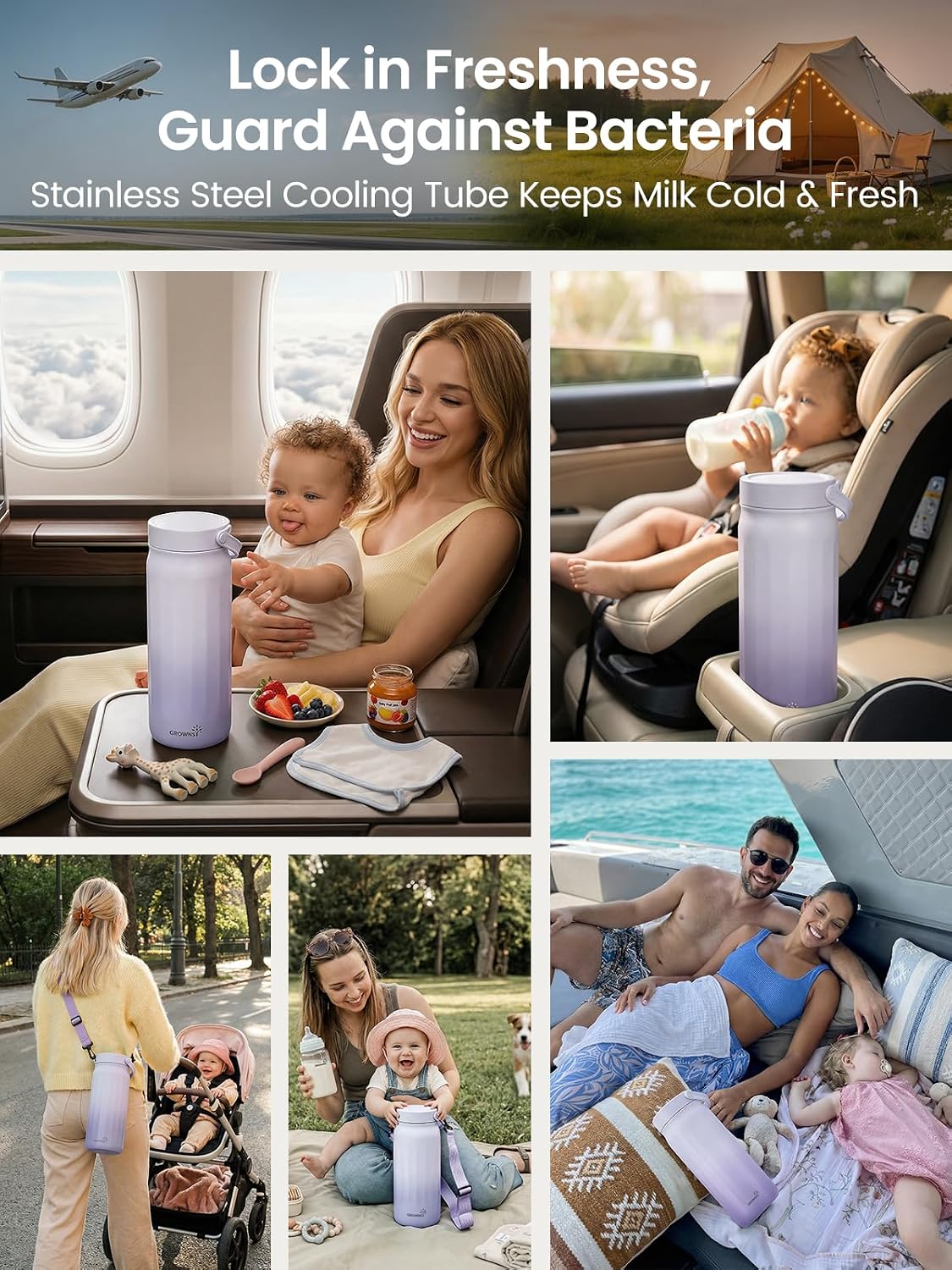 22oz Portable Breast Milk Cooler with 2 Bottles for Work & Travel
