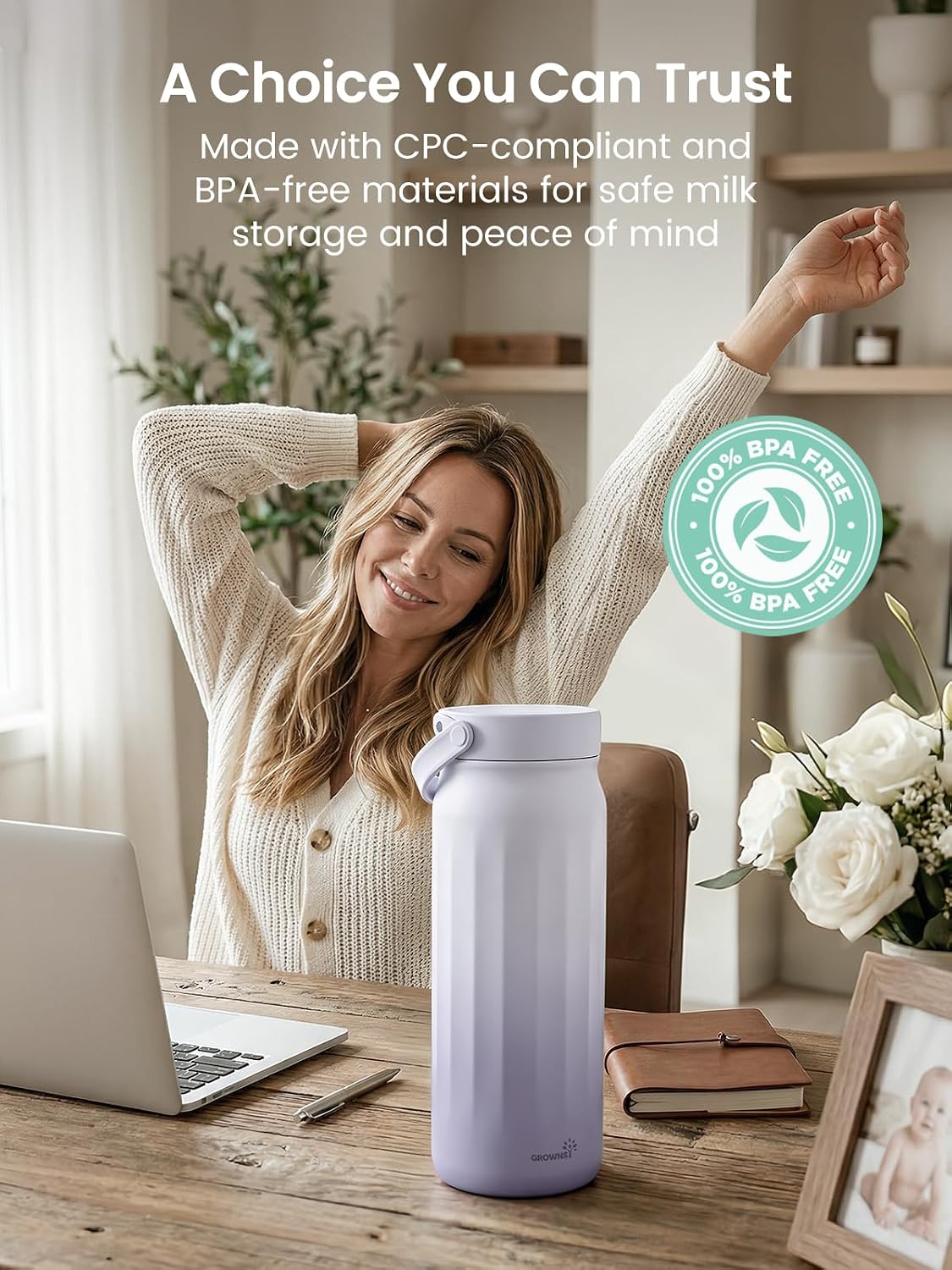 22oz Portable Breast Milk Cooler with 2 Bottles for Work & Travel