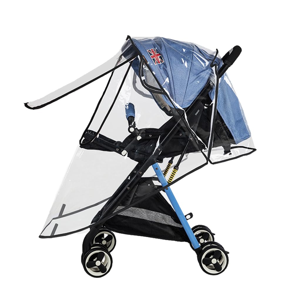 Stroller Rain Cover Universal Stroller Accessory Clear Windproof Waterproof Baby Travel Weather Shield Raincoat Protect from Rain Wind Dust Snow with Side Flaps for Ventilation