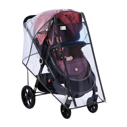 Stroller Rain Cover Universal Stroller Accessory Clear Windproof Waterproof Baby Travel Weather Shield Raincoat Protect from Rain Wind Dust Snow with Side Flaps for Ventilation