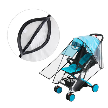 Stroller Rain Cover Universal Stroller Accessory Clear Windproof Waterproof Baby Travel Weather Shield Raincoat Protect from Rain Wind Dust Snow with Side Flaps for Ventilation