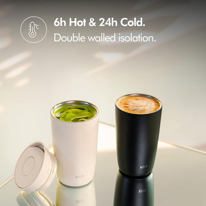 Travel Coffee Mug Tumbler [24h Cold | 6h Hot] Reusable Insulated Coffee Tumbler Stainless Steel - Spill Proof Coffee Travel Mug - Leakproof 12oz Insulated cup to go - Dishwasher Safe, BPA Free