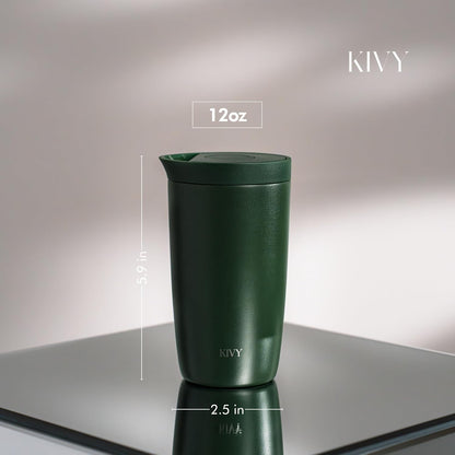 Travel Coffee Mug Tumbler [24h Cold | 6h Hot] Reusable Insulated Coffee Tumbler Stainless Steel - Spill Proof Coffee Travel Mug - Leakproof 12oz Insulated cup to go - Dishwasher Safe, BPA Free