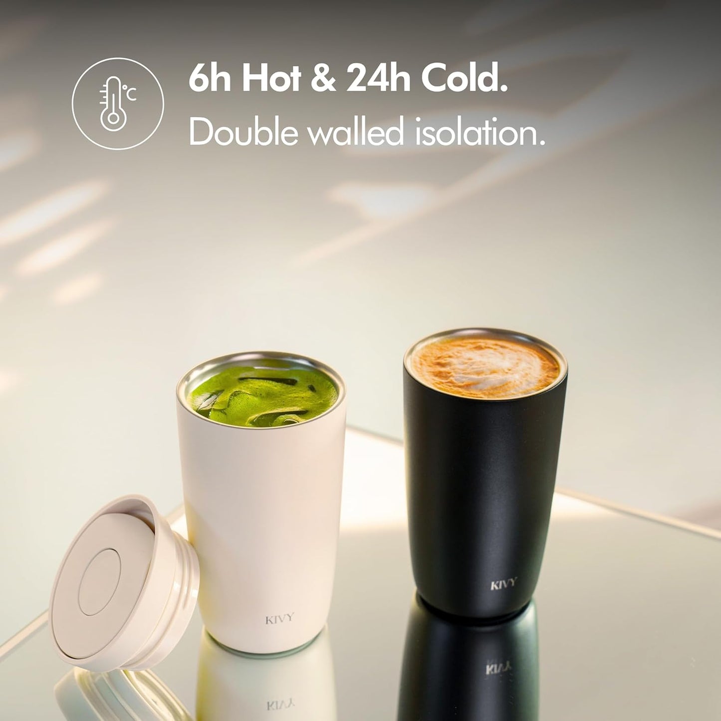 Travel Coffee Mug Tumbler [24h Cold | 6h Hot] Reusable Insulated Coffee Tumbler Stainless Steel - Spill Proof Coffee Travel Mug - Leakproof 12oz Insulated cup to go - Dishwasher Safe, BPA Free