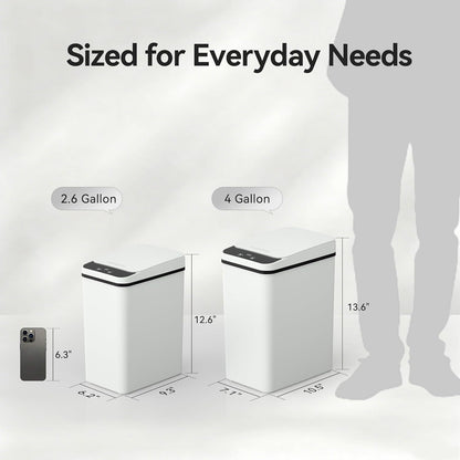 FRESHLIX Bathroom Garbage Can with Lid, 2.6 Gallon Diaper Trash Can, Automatic Trash Cans Touchless, Slim Waterproof Smart Commercial Trash Can for Bedroom, Bathroom, Office, Living Room, Toilet, RV