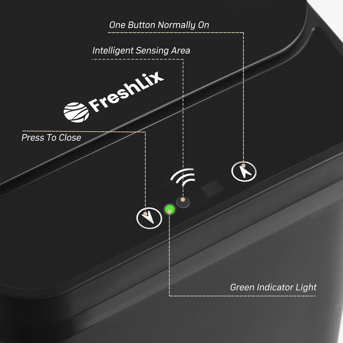 FRESHLIX Bathroom Garbage Can with Lid, 2.6 Gallon Diaper Trash Can, Automatic Trash Cans Touchless, Slim Waterproof Smart Commercial Trash Can for Bedroom, Bathroom, Office, Living Room, Toilet, RV