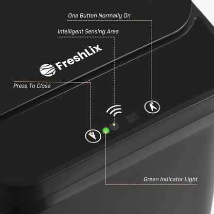 FRESHLIX Bathroom Garbage Can with Lid, 2.6 Gallon Diaper Trash Can, Automatic Trash Cans Touchless, Slim Waterproof Smart Commercial Trash Can for Bedroom, Bathroom, Office, Living Room, Toilet, RV