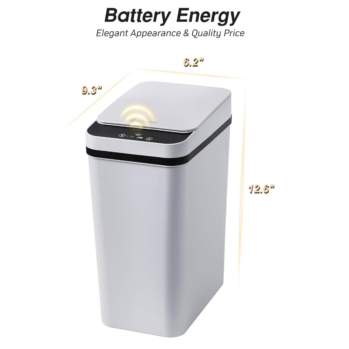 FRESHLIX Bathroom Garbage Can with Lid, 2.6 Gallon Diaper Trash Can, Automatic Trash Cans Touchless, Slim Waterproof Smart Commercial Trash Can for Bedroom, Bathroom, Office, Living Room, Toilet, RV