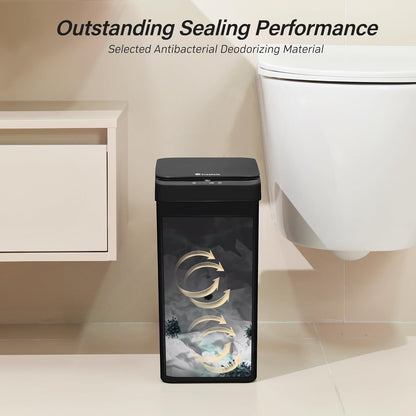 FRESHLIX Bathroom Garbage Can with Lid, 2.6 Gallon Diaper Trash Can, Automatic Trash Cans Touchless, Slim Waterproof Smart Commercial Trash Can for Bedroom, Bathroom, Office, Living Room, Toilet, RV