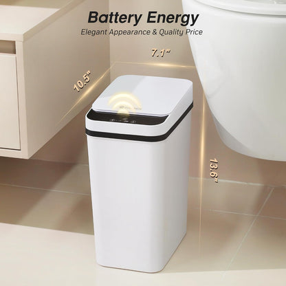 FRESHLIX Bathroom Garbage Can with Lid, 2.6 Gallon Diaper Trash Can, Automatic Trash Cans Touchless, Slim Waterproof Smart Commercial Trash Can for Bedroom, Bathroom, Office, Living Room, Toilet, RV