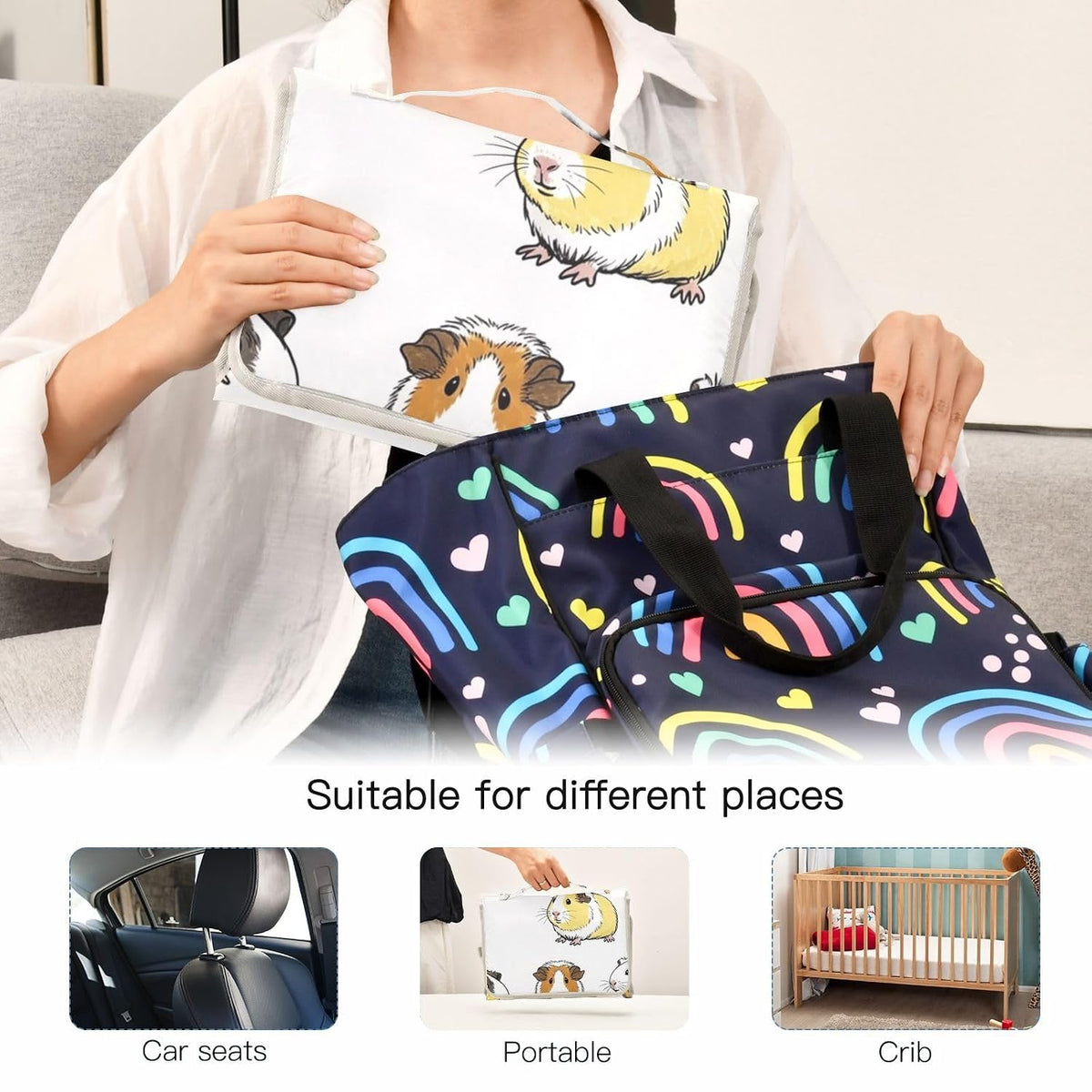 Guinea Pigs Design Portable Diaper Changing Pad for Family