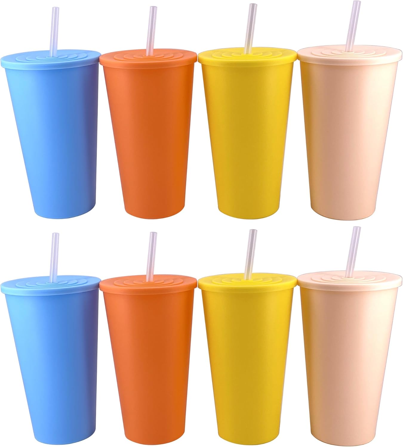 32oz Cups with Lids and Straws Set 8, BPA-Free Iced Coffee Patriotic | Food Grade Polypropylene (PP), Leak Proof Lids, Break-resistant, Lightweight, Reusable Dishwasher safe, Friendly Kids Elderly