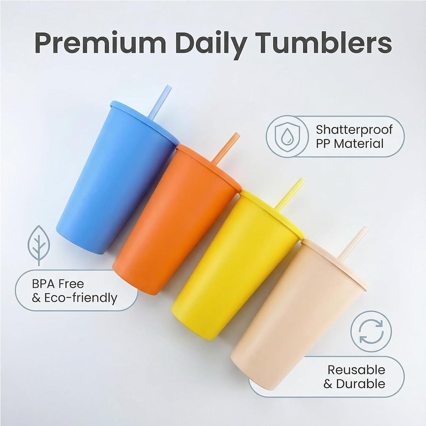 32oz Cups with Lids and Straws Set 8, BPA-Free Iced Coffee Patriotic | Food Grade Polypropylene (PP), Leak Proof Lids, Break-resistant, Lightweight, Reusable Dishwasher safe, Friendly Kids Elderly