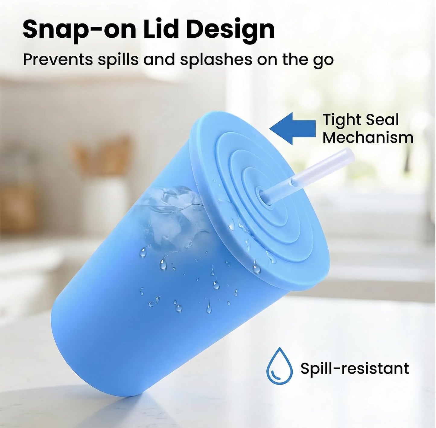 32oz Cups with Lids and Straws Set 8, BPA-Free Iced Coffee Patriotic | Food Grade Polypropylene (PP), Leak Proof Lids, Break-resistant, Lightweight, Reusable Dishwasher safe, Friendly Kids Elderly