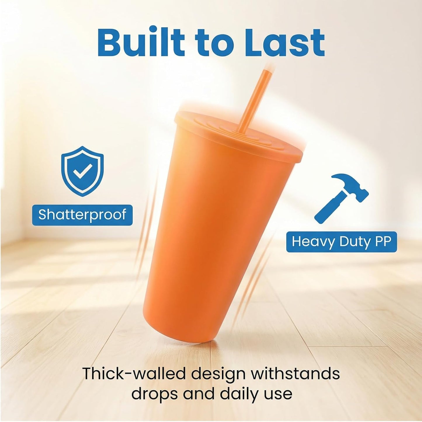 32oz Cups with Lids and Straws Set 8, BPA-Free Iced Coffee Patriotic | Food Grade Polypropylene (PP), Leak Proof Lids, Break-resistant, Lightweight, Reusable Dishwasher safe, Friendly Kids Elderly