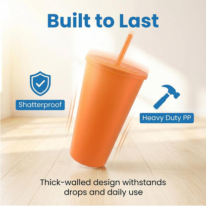 32oz Cups with Lids and Straws Set 8, BPA-Free Iced Coffee Patriotic | Food Grade Polypropylene (PP), Leak Proof Lids, Break-resistant, Lightweight, Reusable Dishwasher safe, Friendly Kids Elderly