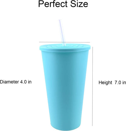 32oz Cups with Lids and Straws Set 8, BPA-Free Iced Coffee Patriotic | Food Grade Polypropylene (PP), Leak Proof Lids, Break-resistant, Lightweight, Reusable Dishwasher safe, Friendly Kids Elderly