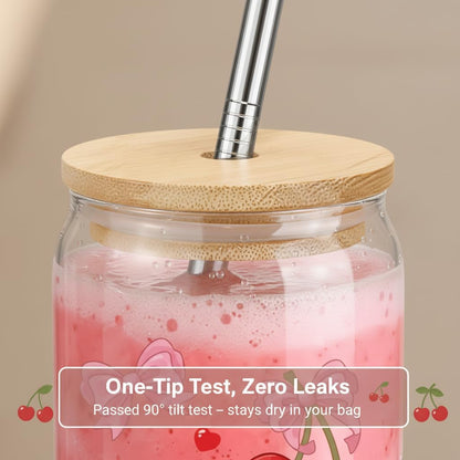 Funny Chicken Glass Cup with Lid and Straw, I’m Calm on the Surface but I’ve Pecked You 3 Times in My Head – Quirky Gag Gift for Women, Chicken Lovers, Coworker, Best Friend