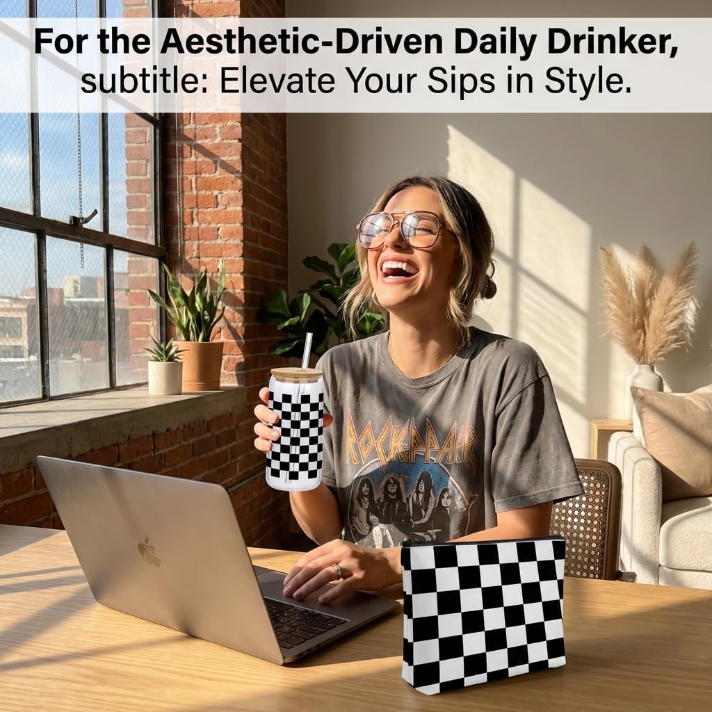 Funny Chicken Glass Cup with Lid and Straw, I’m Calm on the Surface but I’ve Pecked You 3 Times in My Head – Quirky Gag Gift for Women, Chicken Lovers, Coworker, Best Friend