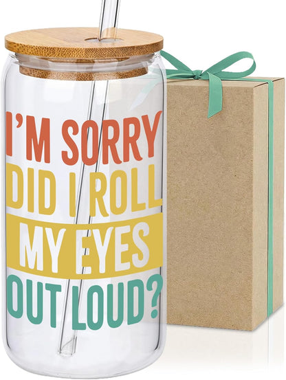 Funny Chicken Glass Cup with Lid and Straw, I’m Calm on the Surface but I’ve Pecked You 3 Times in My Head – Quirky Gag Gift for Women, Chicken Lovers, Coworker, Best Friend