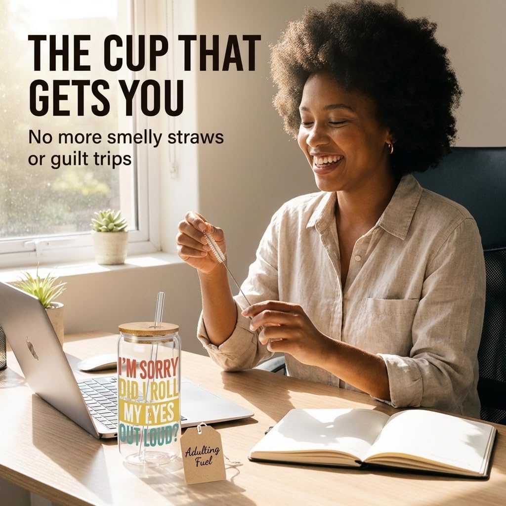 Funny Chicken Glass Cup with Lid and Straw, I’m Calm on the Surface but I’ve Pecked You 3 Times in My Head – Quirky Gag Gift for Women, Chicken Lovers, Coworker, Best Friend
