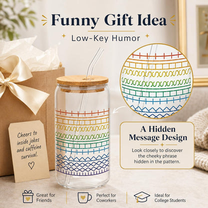 Funny Chicken Glass Cup with Lid and Straw, I’m Calm on the Surface but I’ve Pecked You 3 Times in My Head – Quirky Gag Gift for Women, Chicken Lovers, Coworker, Best Friend