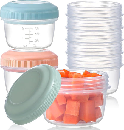 4 oz Small Containers with Lids, Reusable Plastic Jars for Snack and Puree, Salad Dressing Container to Go, Deli Containers, Freezer Baby Food Containers, Dishwasher Safe, BPA Free