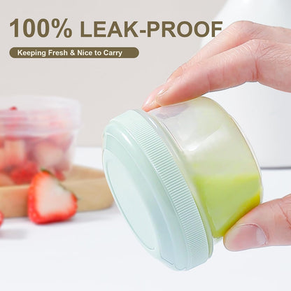 4 oz Small Containers with Lids, Reusable Plastic Jars for Snack and Puree, Salad Dressing Container to Go, Deli Containers, Freezer Baby Food Containers, Dishwasher Safe, BPA Free