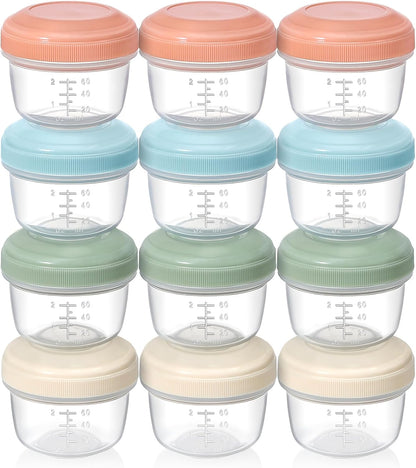 4 oz Small Containers with Lids, Reusable Plastic Jars for Snack and Puree, Salad Dressing Container to Go, Deli Containers, Freezer Baby Food Containers, Dishwasher Safe, BPA Free
