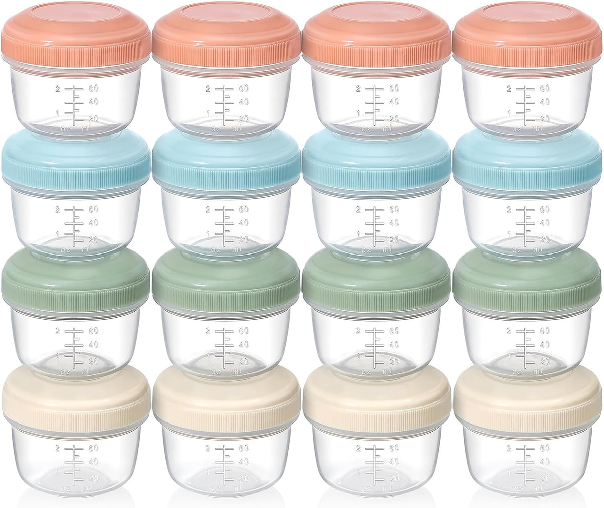 4 oz Small Containers with Lids, Reusable Plastic Jars for Snack and Puree, Salad Dressing Container to Go, Deli Containers, Freezer Baby Food Containers, Dishwasher Safe, BPA Free