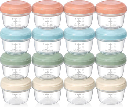 4 oz Small Containers with Lids, Reusable Plastic Jars for Snack and Puree, Salad Dressing Container to Go, Deli Containers, Freezer Baby Food Containers, Dishwasher Safe, BPA Free