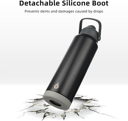 12oz Insulated Water Bottle, Stainless Steel Bottle with Straw Lid | Soft Silicone Nozzle, Keep Cold & Hot, Leak-Proof BPA-Free Metal Bottle with Flex Handle for Travel, Gym & Everyday Hydration